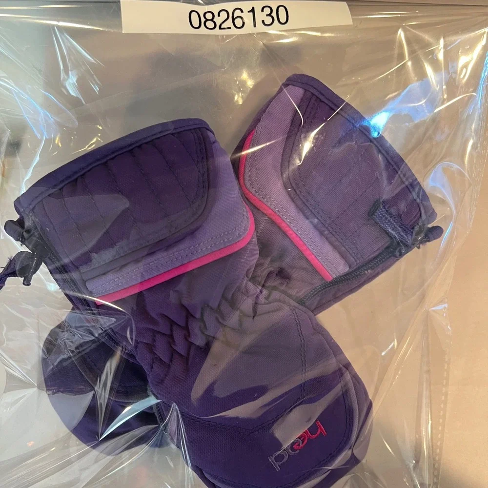 Head Kids XS Purple Insulated Winter Mittens Faux Fur Lined Ski Snow Mitts